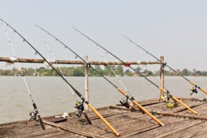 Fishing poles on pier